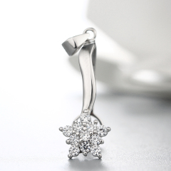925 Sterling Silver Flower CZ Pendant Findings