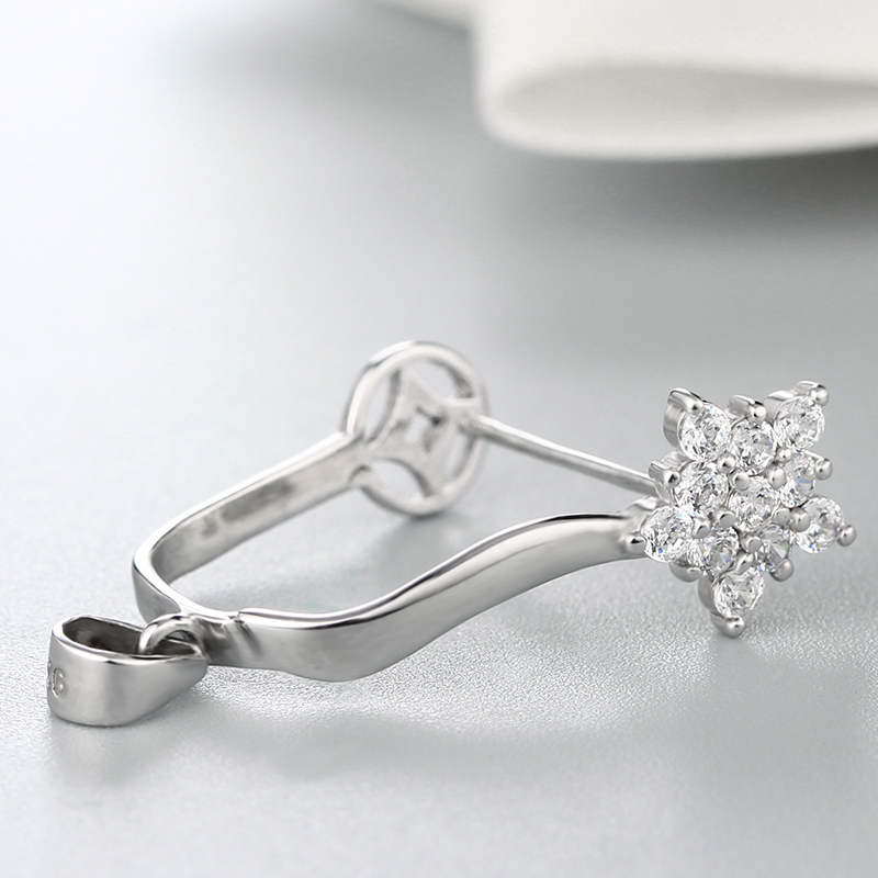 925 Sterling Silver Flower CZ Pendant Findings