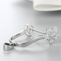 925 Sterling Silver Flower CZ Pendant Findings
