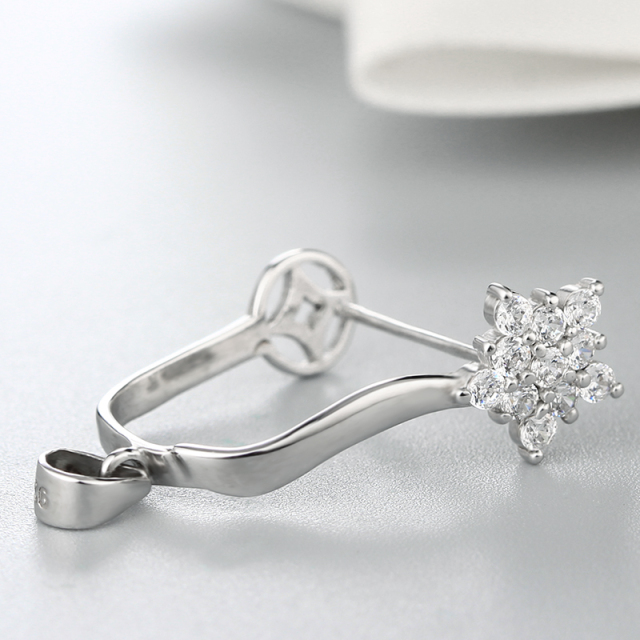 925 Sterling Silver Flower CZ Pendant Findings