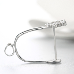 925 Sterling Silver Flower CZ Pendant Findings