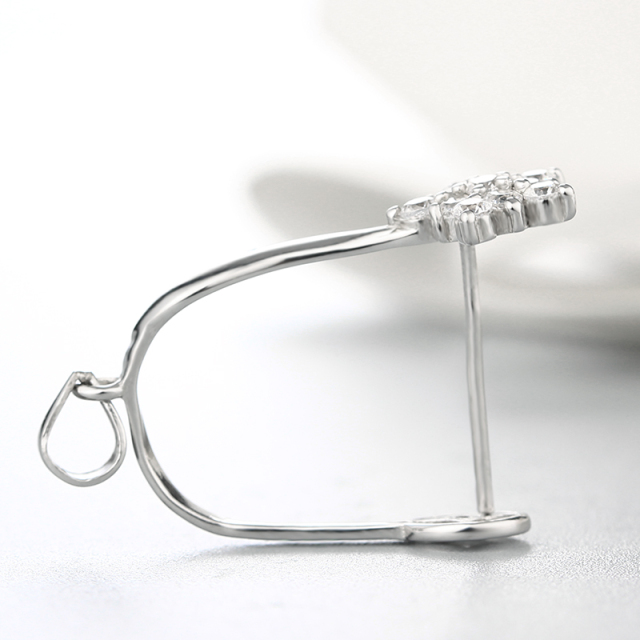 925 Sterling Silver Flower CZ Pendant Findings