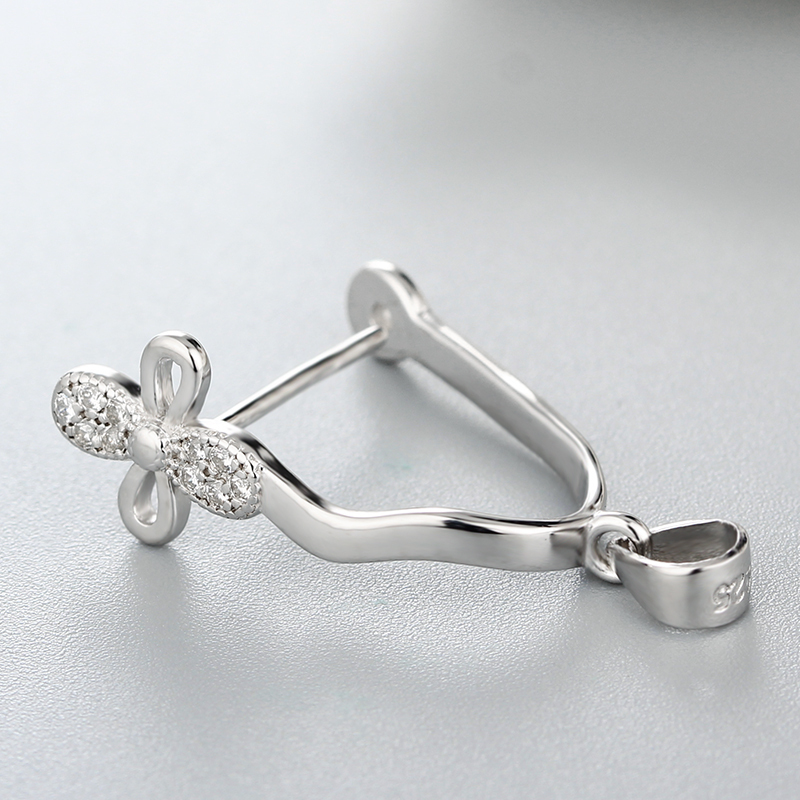 925 Sterling Silver Clover Crystal Pendant Findings