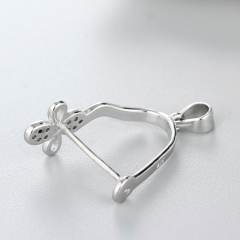 925 Sterling Silver Clover Crystal Pendant Findings