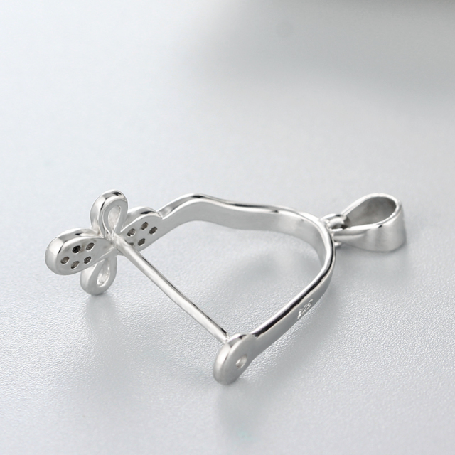 925 Sterling Silver Clover Crystal Pendant Findings