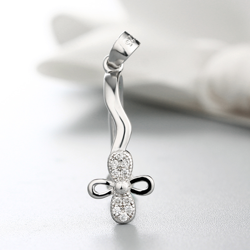 925 Sterling Silver Clover Crystal Pendant Findings