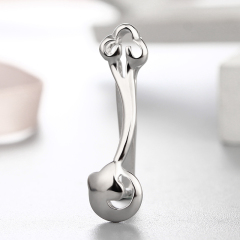 925 Sterling Silver Flower With Leaf Pendant Findings