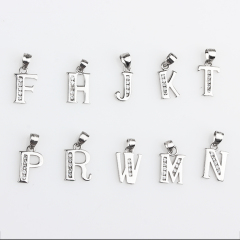 925 Sterling Silver Paved CZ A-Z Letters Charms