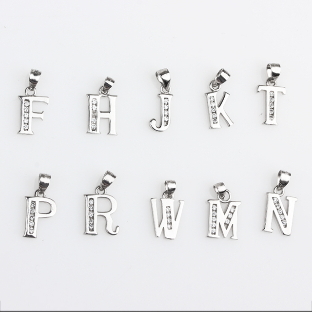 925 Sterling Silver Paved CZ A-Z Letters Charms