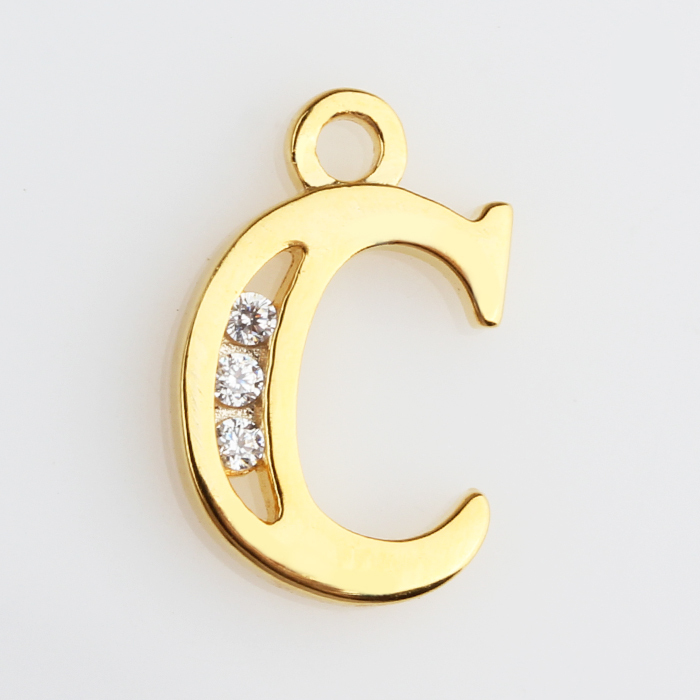 925 Sterling Silver Paved CZ A-Z Letters Charms