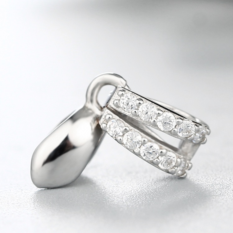 925 Sterling Silver Two-Rows Cubic Zirconia  Pendant Clasps