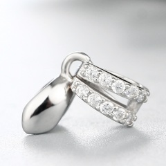 925 Sterling Silver 2 Rows Cubic Zirconia Pendant Clasps