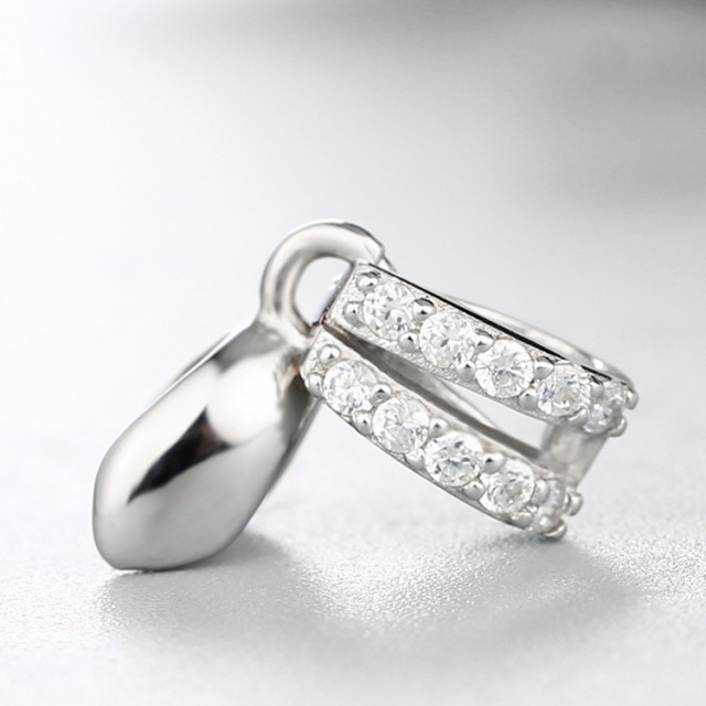 925 Sterling Silver 2 Rows Cubic Zirconia Pendant Clasps