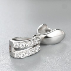 925 Sterling Silver Two-Rows Cubic Zirconia  Pendant Clasps