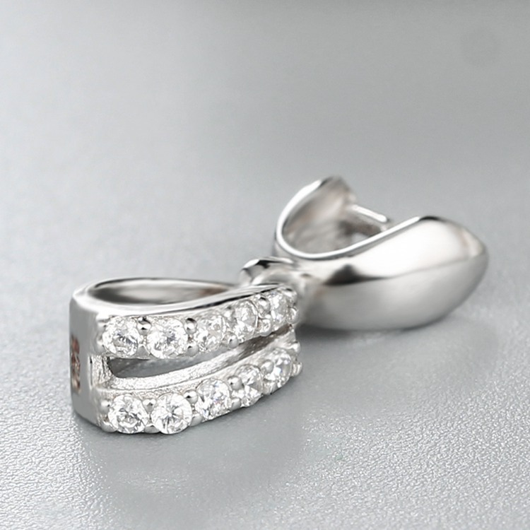925 Sterling Silver 2 Rows Cubic Zirconia Pendant Clasps