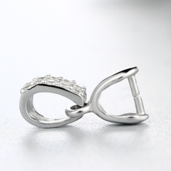 925 Sterling Silver Two-Rows Cubic Zirconia  Pendant Clasps