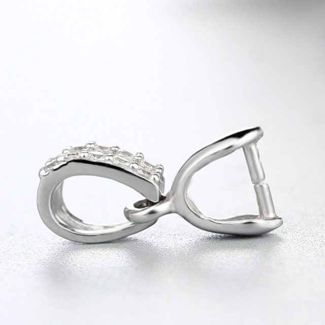 925 Sterling Silver Two-Rows Cubic Zirconia  Pendant Clasps