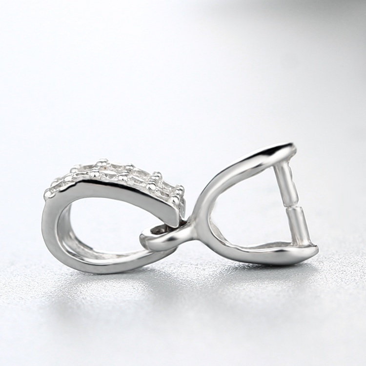 925 Sterling Silver 2 Rows Cubic Zirconia Pendant Clasps