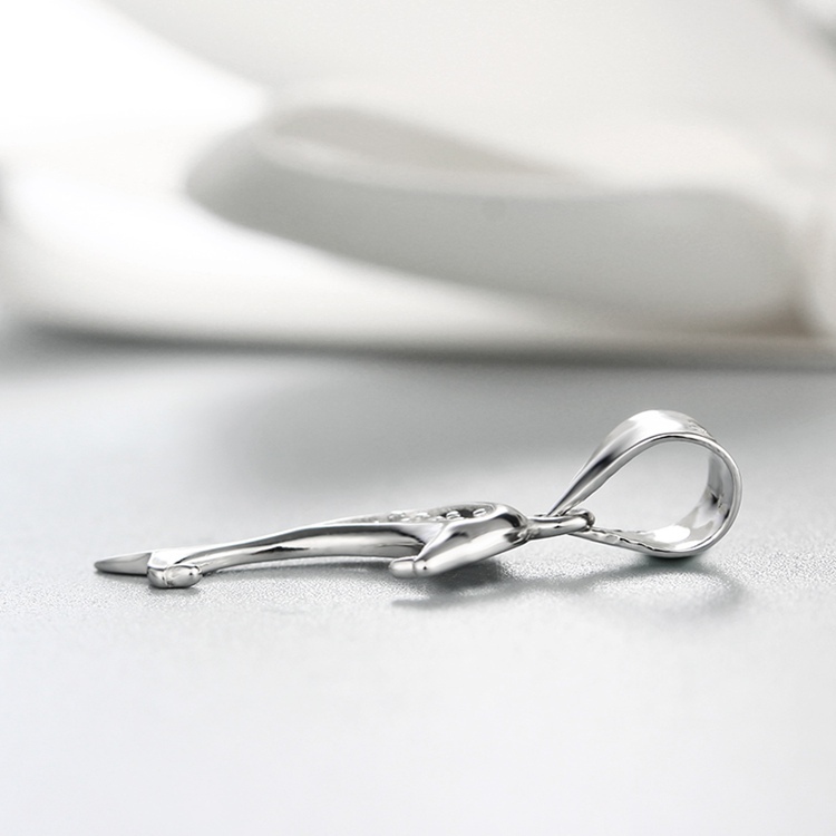 925 Sterling Silver CZ Stone Hollow Dolphin Pendant Clasps