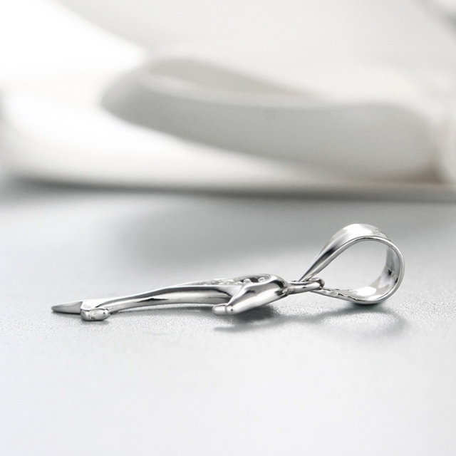 925 Sterling Silver CZ Stone Hollow Dolphin Pendant Clasps