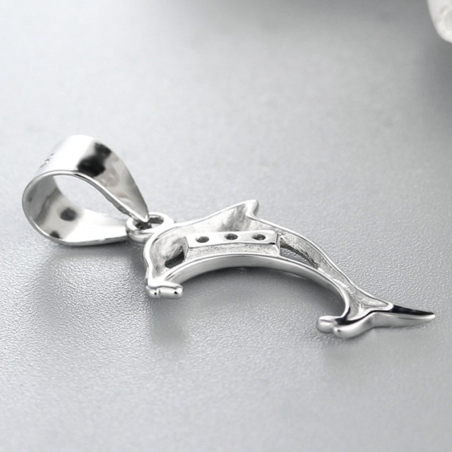 925 Sterling Silver CZ Stone Hollow Dolphin Pendant Clasps