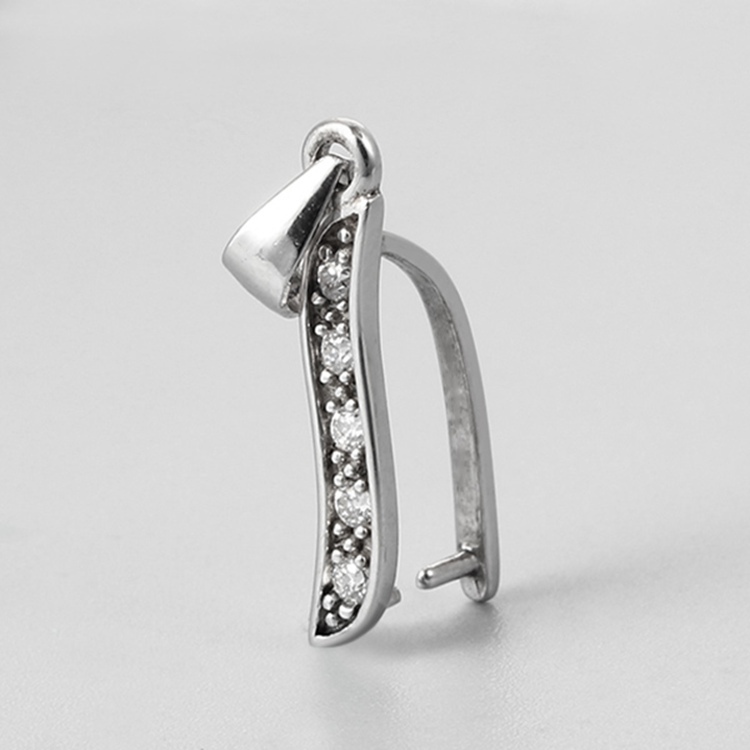 925 Sterling Silver Cubic Zirconia Pendant Clasps For Crystal