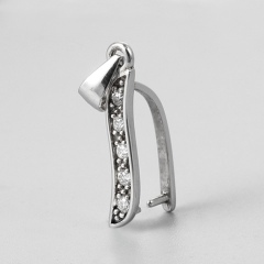 925 Sterling Silver Cubic Zirconia Pendant Clasps For Crystal