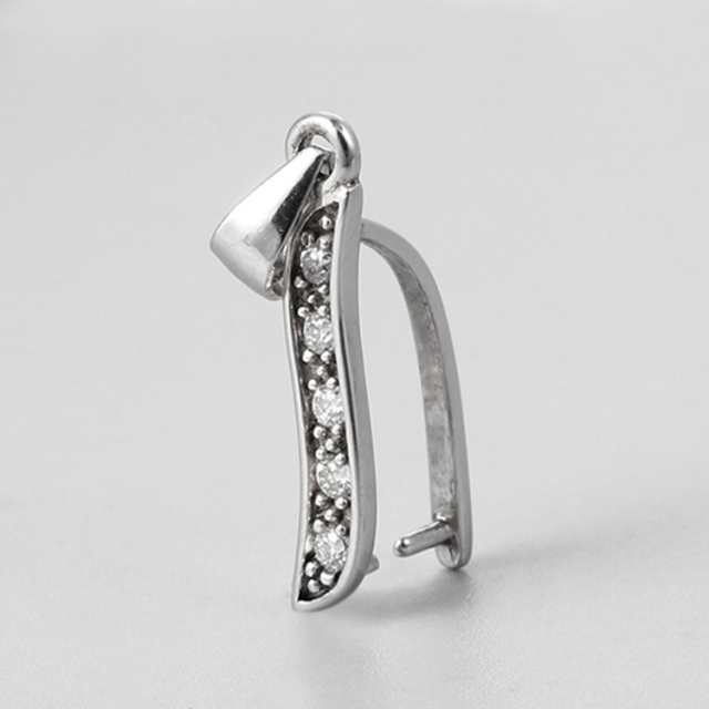 925 Sterling Silver Cubic Zirconia Pendant Clasps For Crystal
