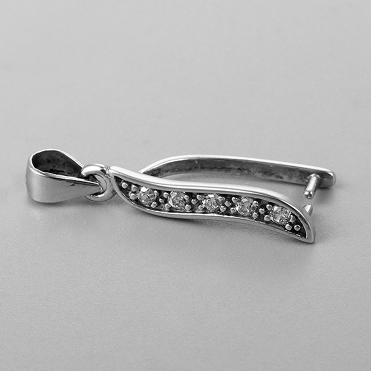 925 Sterling Silver Cubic Zirconia Pendant Clasps For Crystal