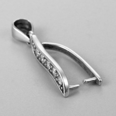 925 Sterling Silver Cubic Zirconia Pendant Clasps For Crystal