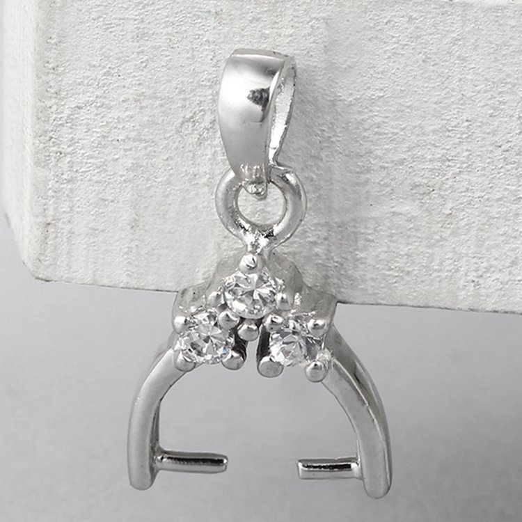 925 Sterling Silver Pinch Clasp For Crystal Pendant