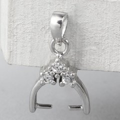 925 Sterling Silver Pinch Clasp For Crystal Pendant