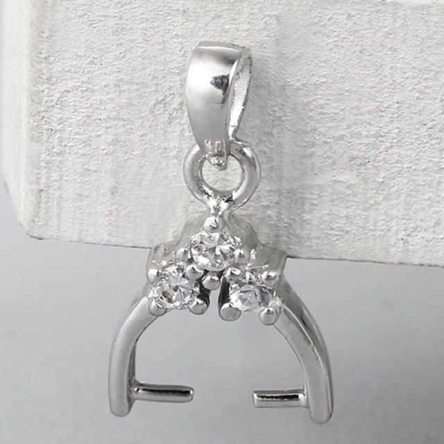925 Sterling Silver Pinch Clasp For Crystal Pendant
