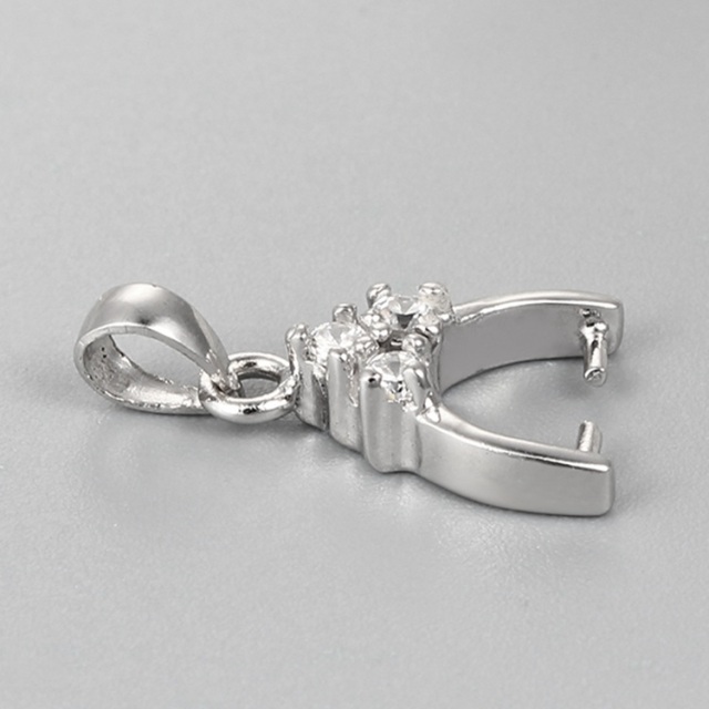 925 Sterling Silver Pinch Clasp For Crystal Pendant