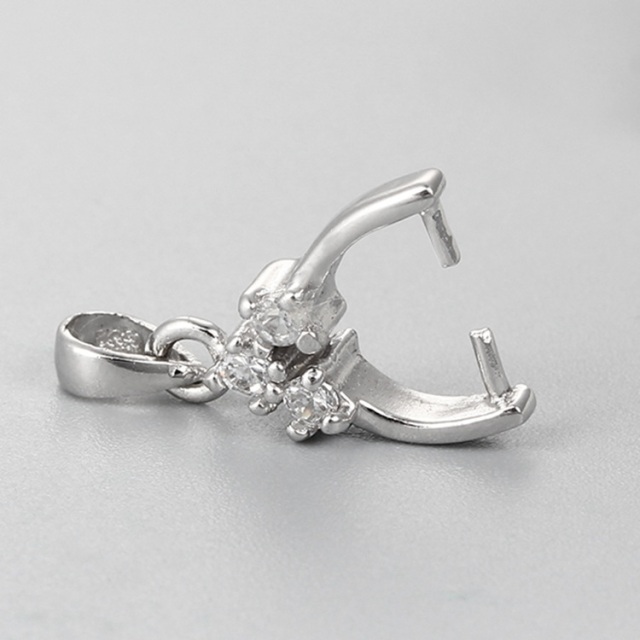 925 Sterling Silver Pinch Clasp For Crystal Pendant
