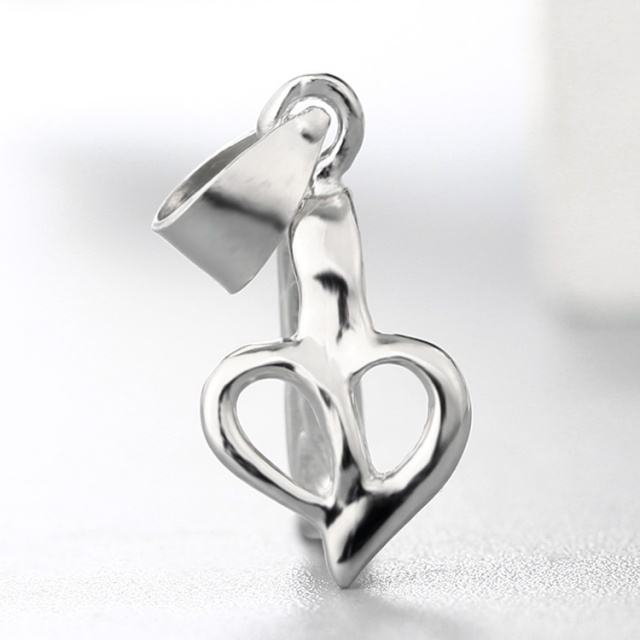 925 Sterling Silver Unique Hollow Heart  Pendant Clasp