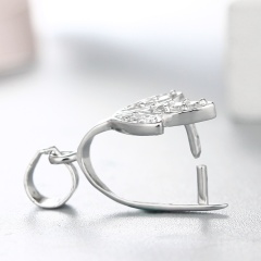 925 Sterling Silver CZ Stone Leaf Pendant Clasp