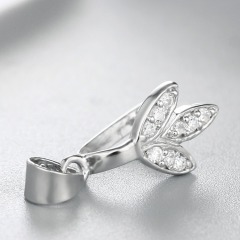 925 Sterling Silver CZ Stone Leaf Pendant Clasp