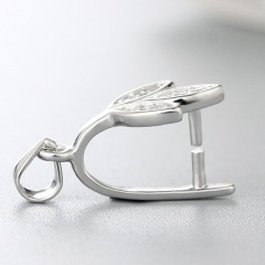 925 Sterling Silver CZ Stone Leaf Pendant Clasp