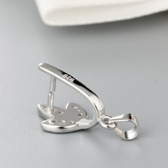 925 Sterling Silver CZ Stone Leaf Pendant Clasp