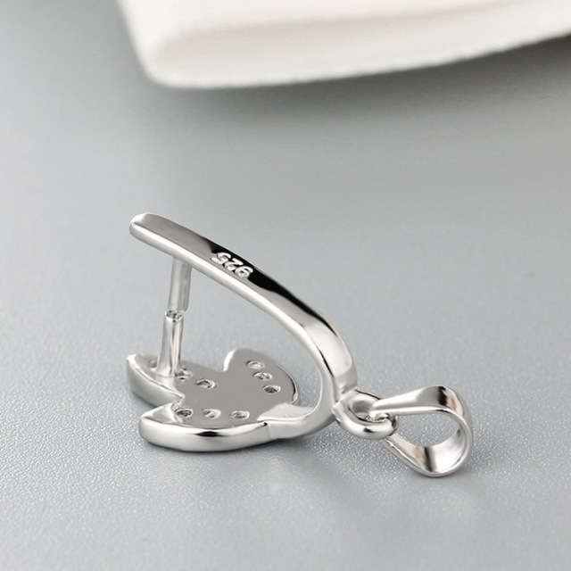 925 Sterling Silver CZ Stone Leaf Pendant Clasp