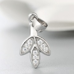 925 Sterling Silver CZ Stone Leaf Pendant Clasp