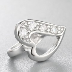 925 Sterling Silver CZ Stone Deformed Heart Crystal Pendant Clasp