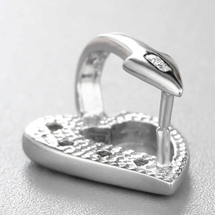 925 Sterling Silver CZ Stone Deformed Heart Crystal Pendant Clasp