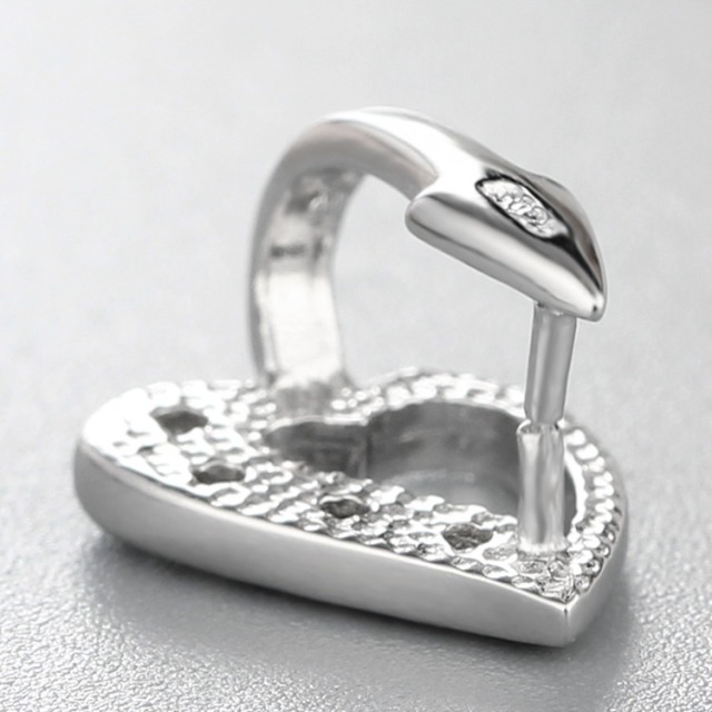 925 Sterling Silver CZ Stone Deformed Heart Crystal Pendant Clasp