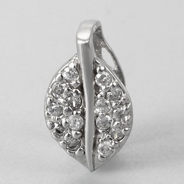 925 Sterling Silver CZ Leaf Pinch Bails