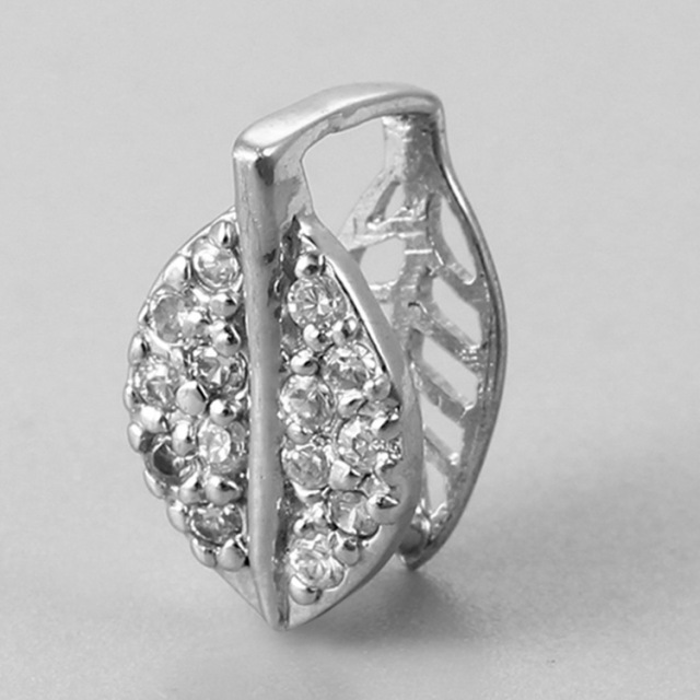 925 Sterling Silver CZ Leaf Pinch Bails