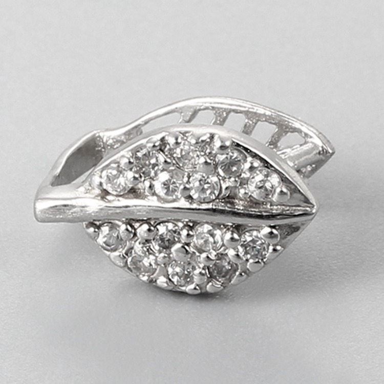 925 Sterling Silver CZ Leaf Pinch Bails