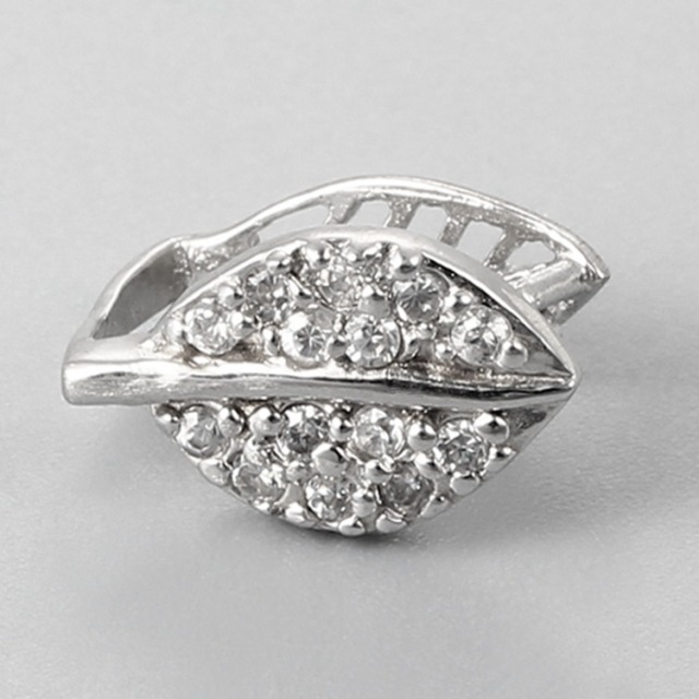 925 Sterling Silver CZ Leaf Pinch Bails