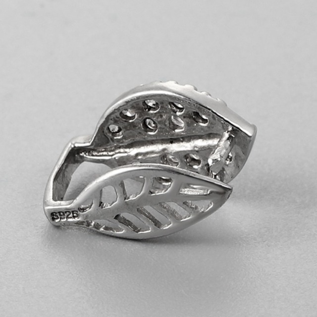 925 Sterling Silver CZ Leaf Pinch Bails